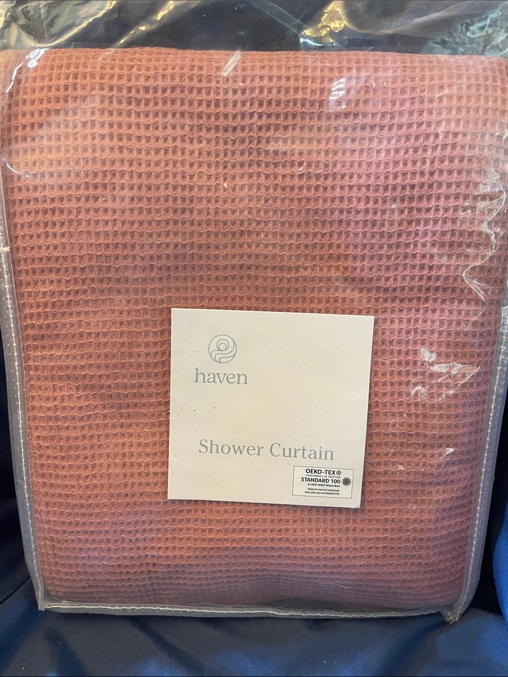 Haven Waffle Weave Shower Curtain - Dusty Rose